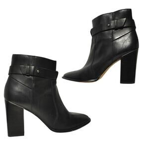 Madewell Sammie Ankle Boots Block Heels Side Zip Leather Black Womens Size US 9